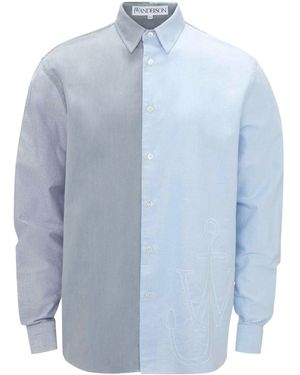 JW Anderson Anchor-Embroidered Patchwork Shirt - Blue