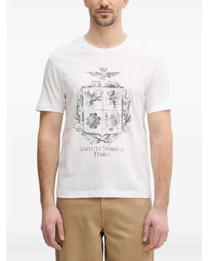 Aeronautica Militare Virtute Siderum Tenus Emblem-Printed T-Shirt - White