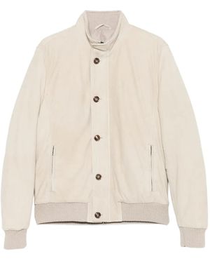 Barba Napoli Button-Fastening Ribbed-Cuff Jacket - Natural