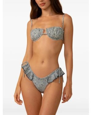 Montce Petal Floral-Print Bikini Top - Bleu