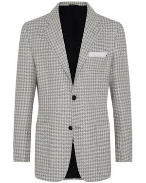 Kiton Sakko Mit Hahnentrittmuster - Grau