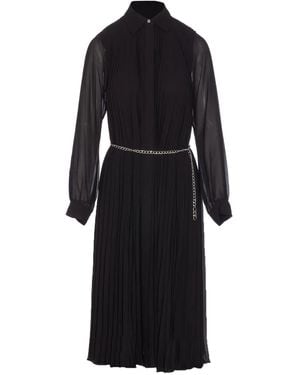 MICHAEL Michael Kors Pleated Chain-Belt Dress - Black
