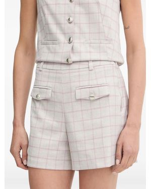 Morgan Sholof Button Plaid Shorts - Grey