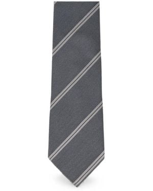 Tom Ford Herringbone-Knit Diagonal-Stripe Tie - Grey