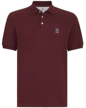 Brunello Cucinelli Logo Cotton Polo Shirt - Red