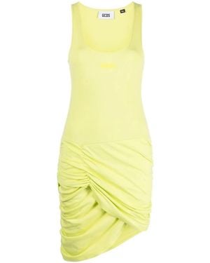 Gcds Gathered-Detail Sleeveless Cotton Dress - Yellow