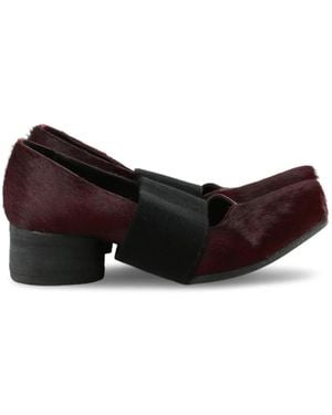Uma Wang Elasticated Pony-Hair Court Shoes - Red