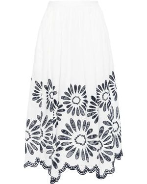 Ulla Johnson Annisa Broderie-Anglaise Midi Skirt - White