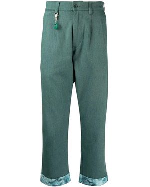 Clot Turn-Up Straight Leg Pants - Green