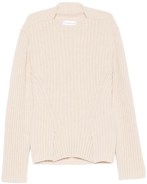 Victoria Beckham Ribbed-Knit Slit-Hem Jumper - White