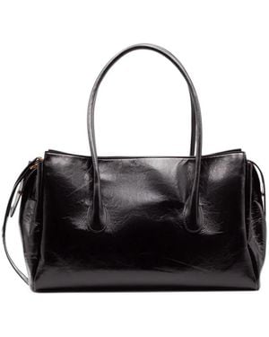 Roberto Festa Emeralda Glossy Leather Shoulder Bag - Black