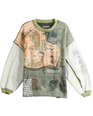 SAITOS Layered-Panel Graphic-Print Sweatshirt - Green