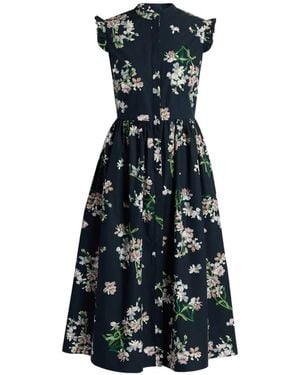 Erdem Vestido Midi Con Estampado Floral - Azul