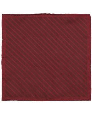 Brunello Cucinelli Diagonal-striped silk pocket square - Rojo