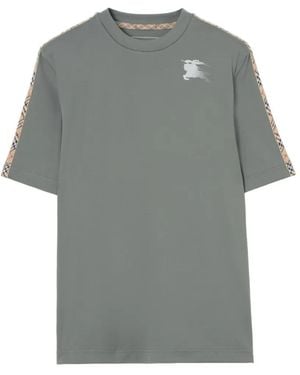 Burberry Check Trim Jersey T-Shirt - Grey