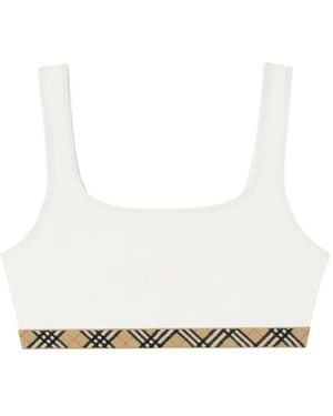 Burberry Top De Bikini Con Ribete A Cuadros - Blanco