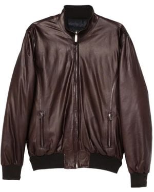 Volfagli Zipped-Leather Jacket - Brown