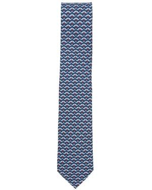 Ferragamo Patterned Silk Tie - Blue