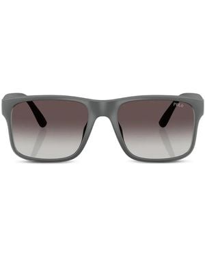 Polo Ralph Lauren Matte-Finish Rectangle-Frame Sunglasses - Gray