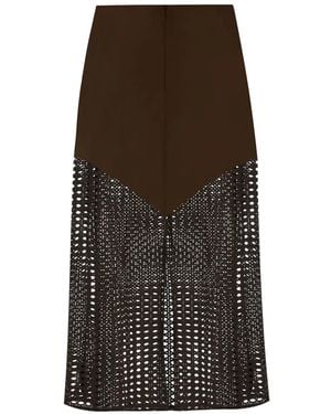 MISCI Livia Cut-Out Panel Midi Skirt - Brown