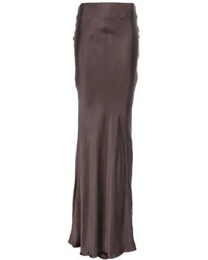 ANDAMANE Nemesia Ruched-Detail Satin-Finish Maxi Skirt - Brown
