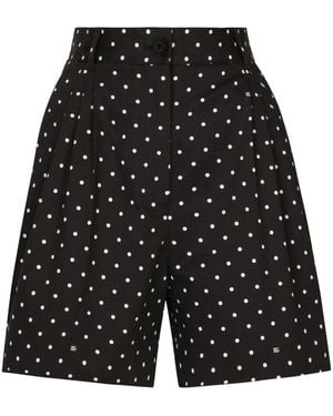 Dolce & Gabbana Polka-Dot Cotton Shorts - Black