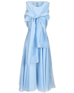 Al Duca d'Aosta Integrated-Shawl Sleeveless Dress - Blue