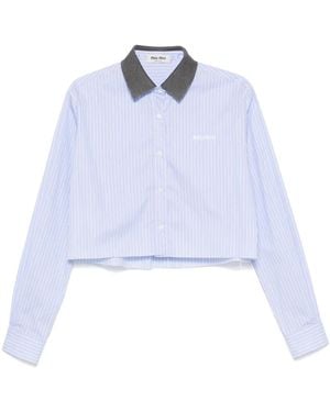Miu Miu Hellblau/Weiß Gestreifte Bluse