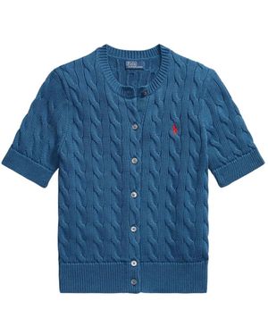 Polo Ralph Lauren Cable-Knit Short-Sleeve Cardigan - Blue