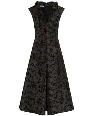 Alberta Ferretti Ruffled Floral Midi Dress - Black