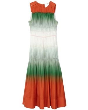 3.1 Phillip Lim Ombré Voile Gathered Midi Dress - Green