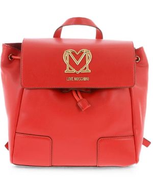 Moschino Logo-Plaque Backpack - Red
