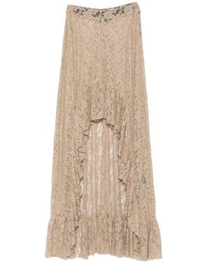 BARBARA BOLOGNA Ruffled Lace-Texture Asymmetric Skirt - Natural
