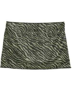 Oséree Animalier Zebra-Print Mini Beach Skirt - Green
