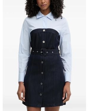 Morgan Belted Layered-Effect Mini Dress - Blue