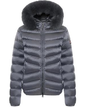 Colmar Fur-Trim Quilted Coat - Gray