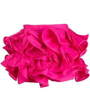 Rochas Ruffled Low-Rise Mini Shorts - Pink