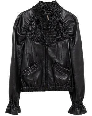 Chloé Smocked Leather Jacket - Black