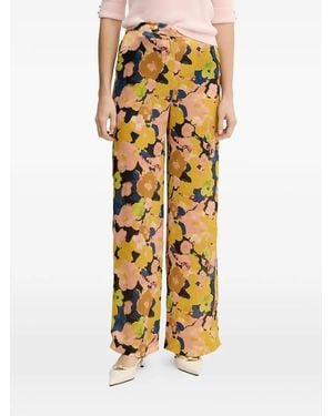 Morgan Pantalones Anchos Con Estampado Floral - Metálico
