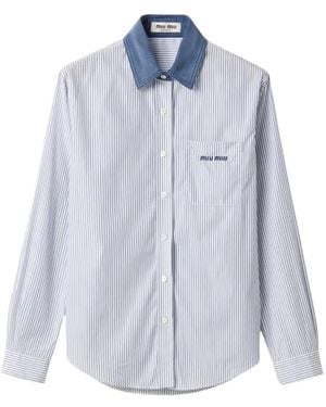 Miu Miu Camisa De Popelina A Rayas - Azul