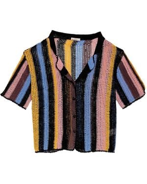 Agua Bendita Axel Stripe Crochet Shirt - Blue
