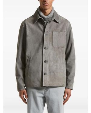 Peserico Button-Fastening Patch-Pocket Jacket - Gray