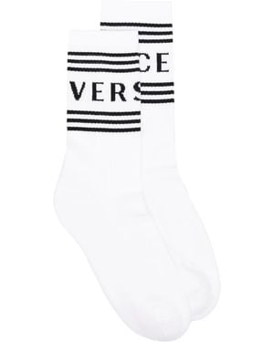 Versace 90S Vintage Logo Socks - White