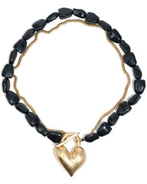 Bimba Y Lola Heart-Pendant Beaded Necklace - Black