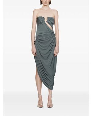 Christopher Esber Orica Crystal-Embellished Ruched Strapless Dress - Blue