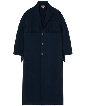 Alanui Spirit Of The West Fringe-Detail Coat - Blue