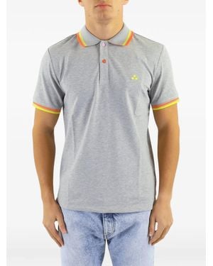 Peuterey Polo À Patch Logo À Bord Rayé - Gray