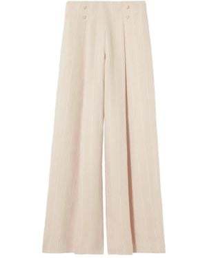 Claudie Pierlot ストライプ ボタンディテールパンツ - ナチュラル