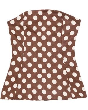 Faithfull the Brand Petro Polka-Dot Bandeau Top - Brown