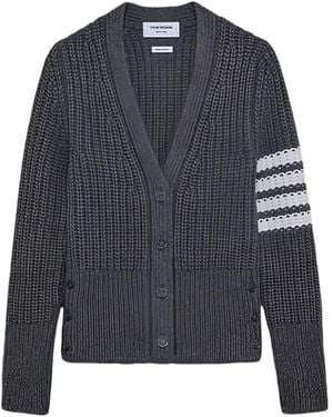 Thom Browne 4-Bar stripe V-neck cardigan - Grau